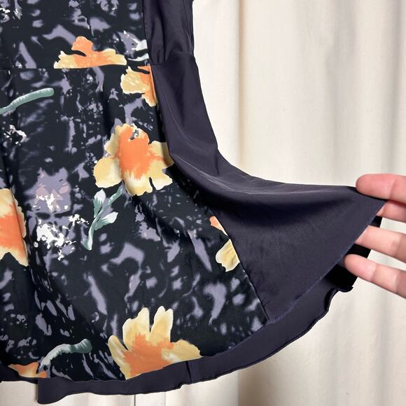 La Isla One Piece Built-In‎ Bra Swimsuit Deep Purple Floral Flowy Size 14 - Picture 9 of 12